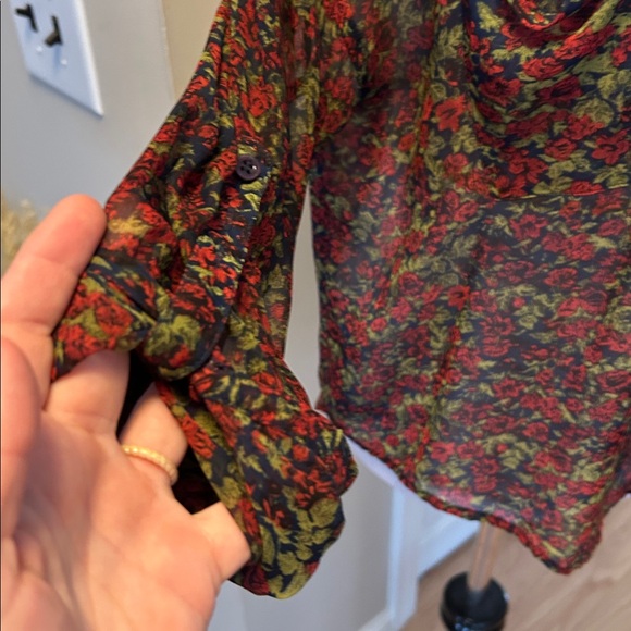 Free People Easy Rider Sheer Floral Button Down - Picture 3 of 8